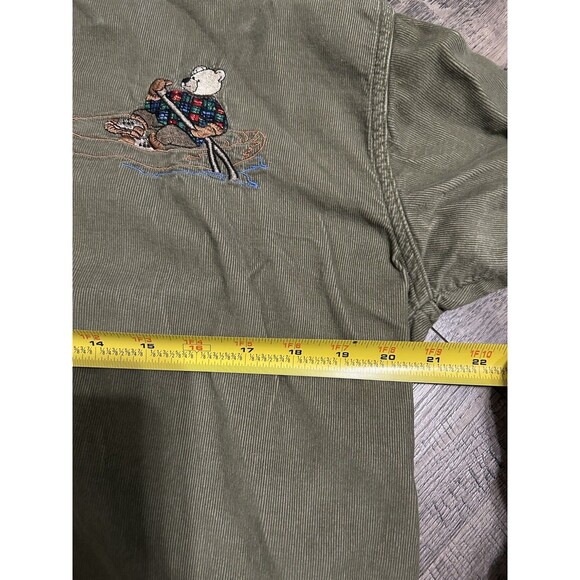 Vintage 90s Let’s Quizz Again Corduroy Button Shirt Bears Embroidered Womens M - Picture 5 of 6